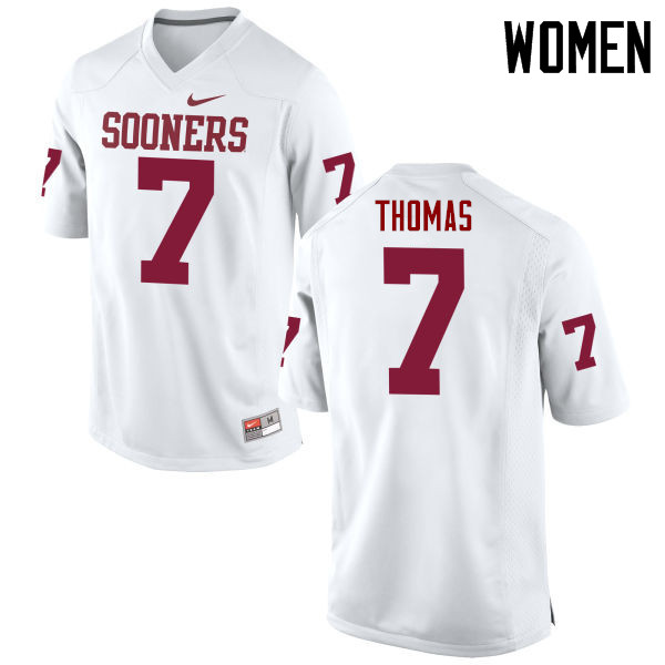 Women Oklahoma Sooners #7 Jordan Thomas College Football Jerseys Game-White - Click Image to Close